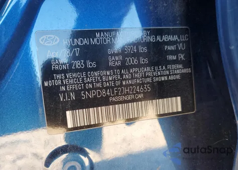 2018 Hyundai Elantra Sel из США, поврежденный, VIN 5NPD84LF2JH224635